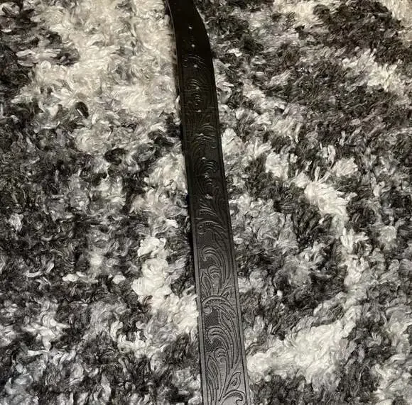 Men's Western 3D Gold Scorpion Belt Buckle with Embossed Black Leather Belt - Picture 2 of 2